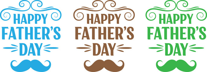 Happy father's day typography with mustache designs holiday greetings © Kowcher