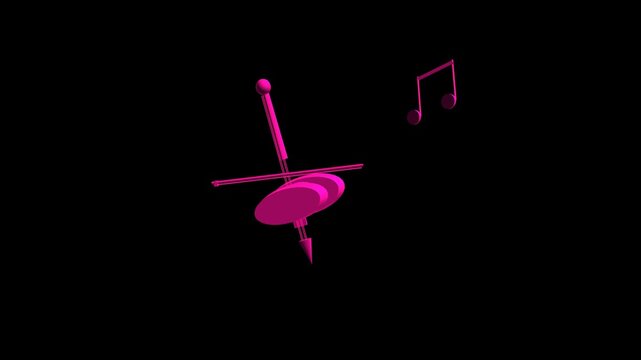 Playing Pink Neon Violin Black Background Data Visualization