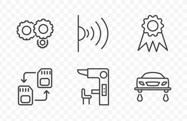 Fototapeta premium ai and future technology icon set with processing, infrared, sensorama, hover transport signs in flat outline style