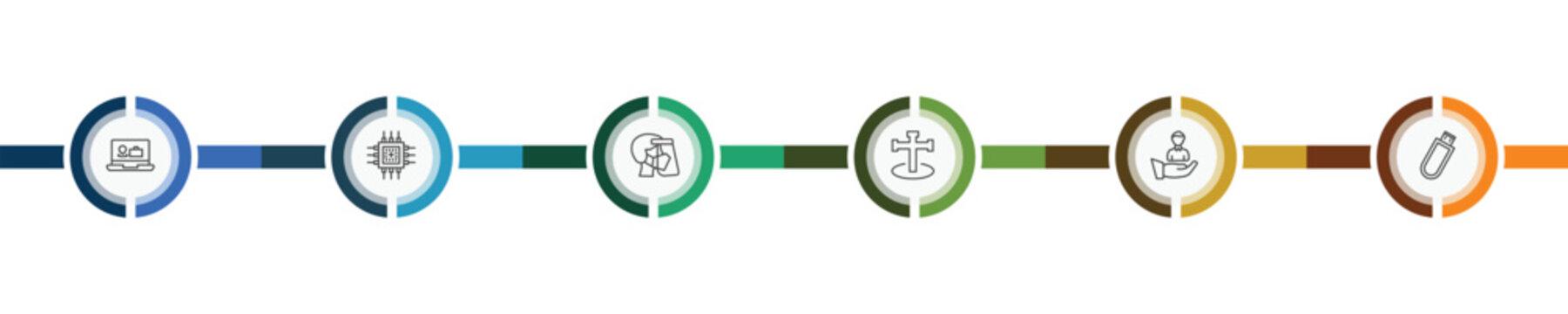 technology icon set with holidays, , client, inclined pendrive signs in flat outline style