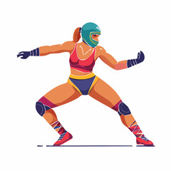 Obraz premium Female Wrestler in Action Pose