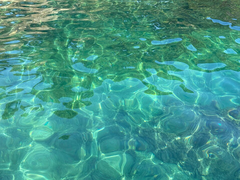 Crystal clear sea beautiful turquoise water in paradise lagoon.