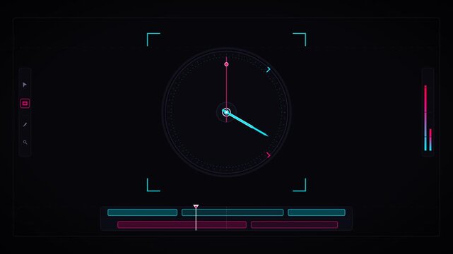 Digital Clock Interface Monitoring Progress On A Futuristic HUD Screen
