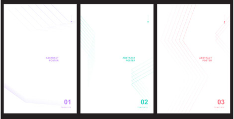 Set of abstract posters with geometric line patterns, minimal design. Vector illustration. © Shafiul