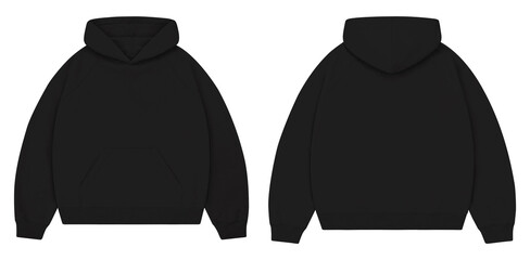 Black Oversized Hoodie Mockup Front and Back for Streetwear Branding © Drip