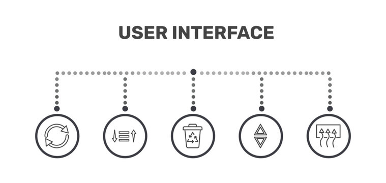 user interface icon set with rotating arrows, sorting, elevator arrows, rear window defrost signs in flat outline style