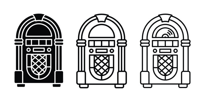 Jukebox icons in black and white Vector