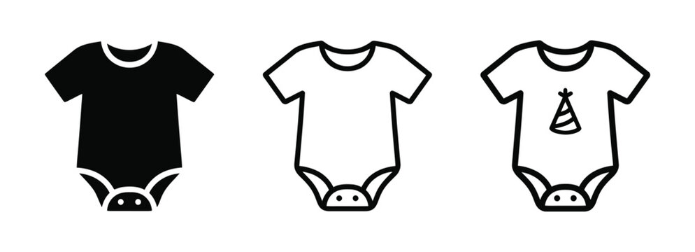 Set of baby onesies in black and white Vector