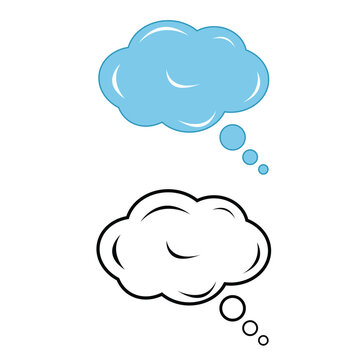 Blue and black thought bubbles set illustration with communication dialogue thinking imagination illustration isolated conversation brainstorm expression template