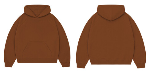 Chocolate Brown Oversized Hoodie Mockup Front and Back for Streetwear Branding © Drip