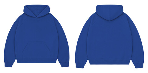 Classic Denim Blue Oversized Hoodie Mockup Front and Back for Streetwear Branding © Drip