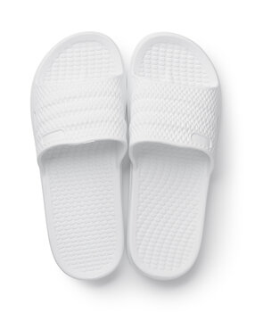 Top view of white EVA slide sandals