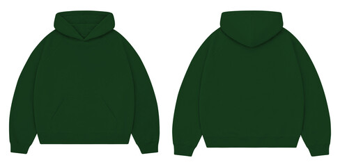 Dark Green Oversized Hoodie Mockup Front and Back for Streetwear Branding © Drip