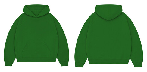 Emerald Green Oversized Hoodie Mockup Front and Back for Streetwear Branding © Drip