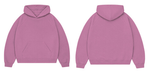 Hot Pink Oversized Hoodie Mockup Front and Back for Streetwear Branding © Drip