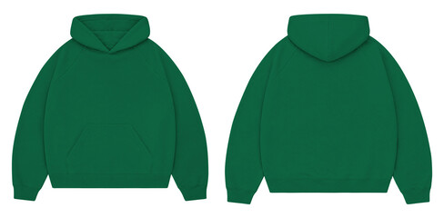 Kelly Green Oversized Hoodie Mockup Front and Back for Streetwear Branding © Drip