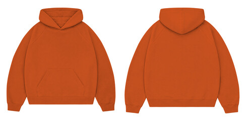Lava Orange Oversized Hoodie Mockup Front and Back for Streetwear Branding © Drip