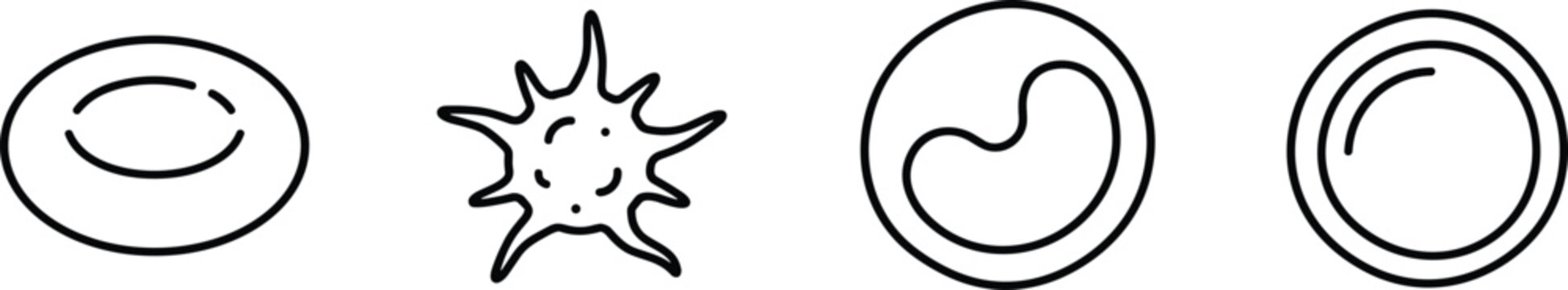Set of human blood cell icons line art.