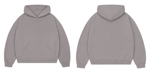Neutral Gray Oversized Hoodie Mockup Front and Back for Streetwear Branding © Drip