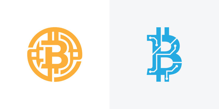 Bitcoin logo and cryptocurrency symbol vector graphics, Crypto currency icons. Vector illustration