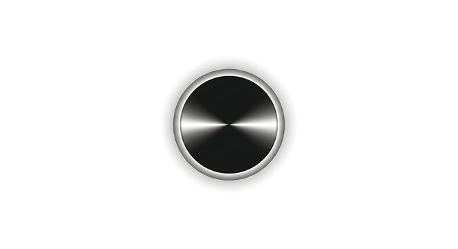 Metallic circular button or knob isolated on white background