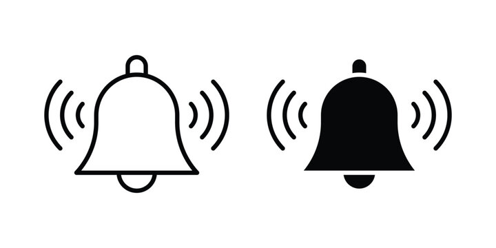 Bell ring icon outline icons collection. Flat icons