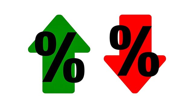 Percentage increase and decrease arrows representing financial change concept