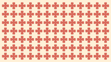 Fototapeta premium Floral Pattern with Red Flowers and Green Leaves on Cream Background