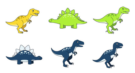 Cute Cartoon Dinosaurs Collection: T-Rex, Stegosaurus, Dinosaur Vector Art © hakim