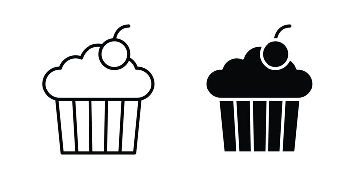 Cupcake icon outline icons collection. Flat icons