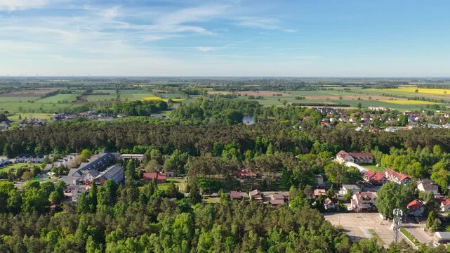 Panorama of the seaside town of Jantar. Pomeranian Voivodeship, Poland.