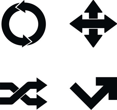 Black arrows set depicting reload, move, shuffle, and redirection concepts