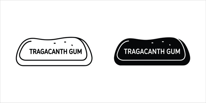 Two tragacanth gum labels in black and white monochrome