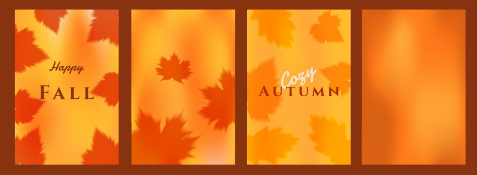 A set of vector autumn posters with maple, oak, aspen leaves and inscriptions. The perfect template for the holidays