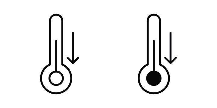 Low Temperature icon outline icons collection. Flat icons