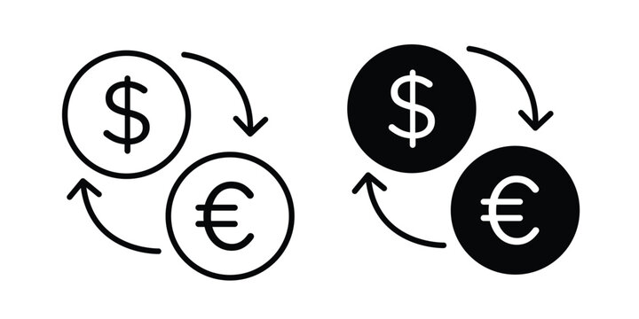 Money exchange icon outline icons collection. Flat icons