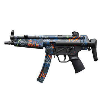 Classic MP5 Machine Gun Gaming Skin Isolated Transparent