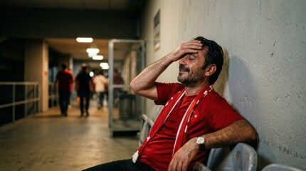 Fototapeta premium Turkish football supporter showing relief after match