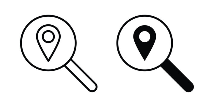 Search Location icon outline icons collection. Flat icons