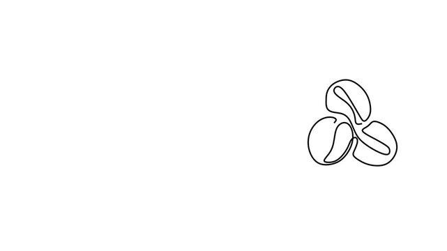 Animated self drawing of continuous line draw of   Cezve, Latte, and Beans. Full length one line animation. 4K	