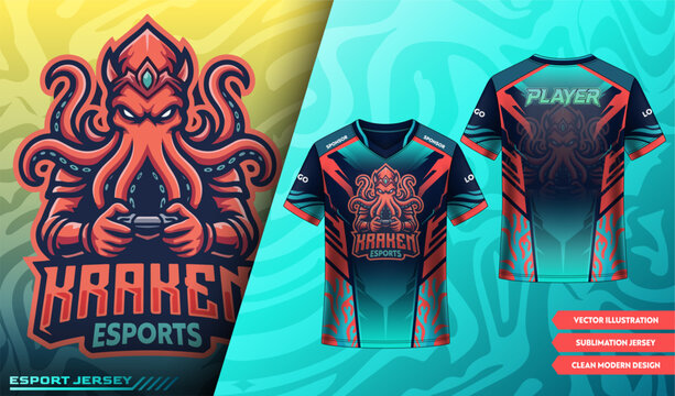 Kraken Esports Jersey Template Octopus Mascot Gaming Uniform