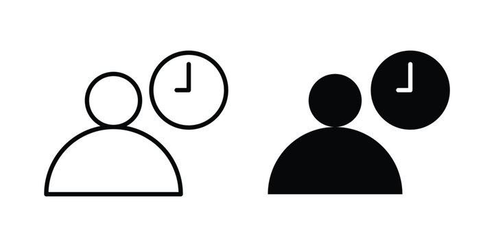 User time icon outline icons collection. Flat icons