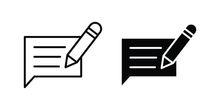 Writing feedback icon outline icons collection. Flat icons