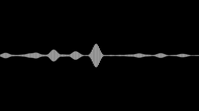 White audio visualization effect with alpha channel. Audio spectrum waveform animation,audio frequency sound waves equalizer spectrum on black background, Sound equalizer bars music audio waveform