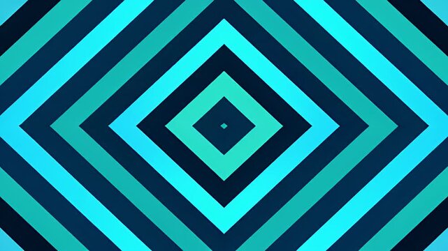 Cyan and black geometric concentric diamond square pattern background.