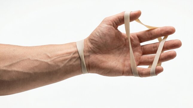 Hand Exercising With Rubber Bands for Strength and Dexterity