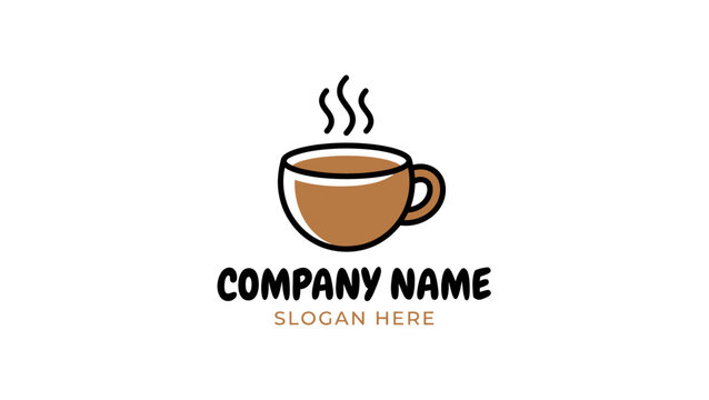 Minimalist Coffee Cup Logo Design with Steam Icon