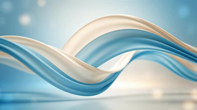Elegant flowing blue and white fluid waves abstract background.