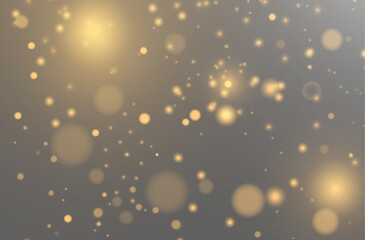 Fototapeta premium Atmospheric stardust texture with glowing golden bokeh circles on smooth metallic grey background