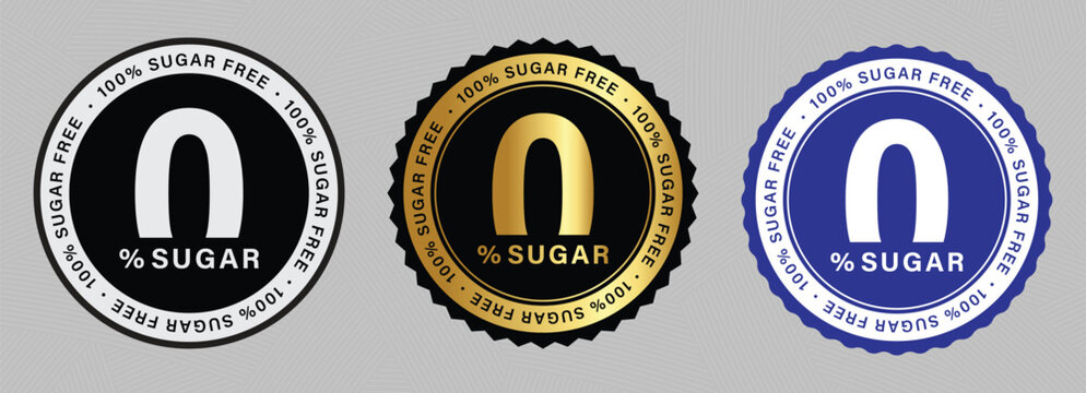 Zero Sugar Badge Collection Premium Sugar Free Labels in Black Gold and Blue Seal Design Pack